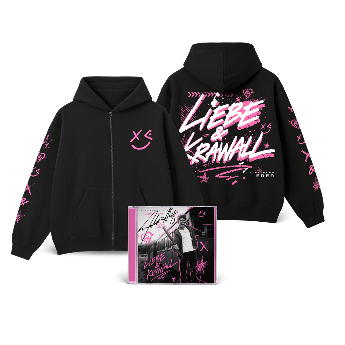 Alexander Eder Liebe & Krawall Signierte  CD + Zipper Hoodie Bundle 462145